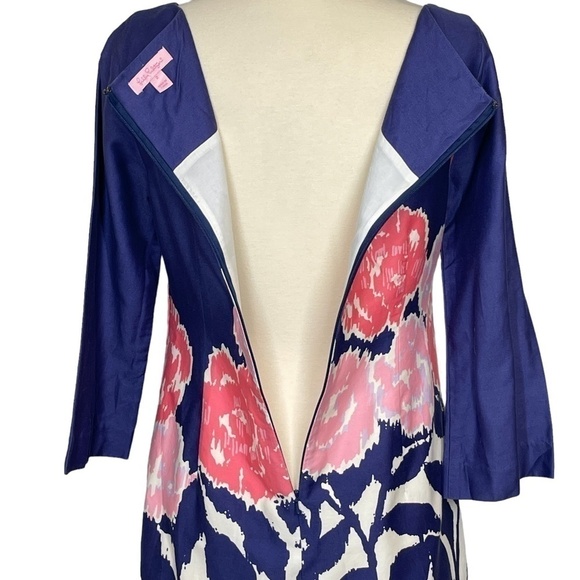 Lilly Pulitzer Cotton Blue/Pink/White Classic Floral Shift Dress Size 2 - Picture 8 of 14